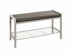 HAKU Möbel Schuhbank alu, schwarz, Kunstleder, Metall - Maße: B 80 cm x H 48 cm x T 32 cm, Style: Modern