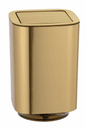 WENKO Schwingdeckeleimer Mod. Auron Gold, 5,5 Liter Kosmetikeimer für das Badezimmer, aus Kunststoff, Deckel abnehmbar