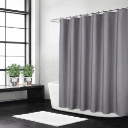 Flachs Leinen wie 240GSM Schwerer Stall Duschvorhang für Badezimmer mit Haken Hotel Luxus Stoff waschbar,grau,120x200 cm Grau H200 x B120 cm (1er Pack)