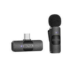 Boya BY-V10 USB-C kabelloses Mikrofon, Mini Lavalier Ansteckmikrofon, kompatibel mit Android/Typ-C-Smartphone iPhone15, Laptop, YouTube, Podcast, Facebook, Vlogging Aufnahmen