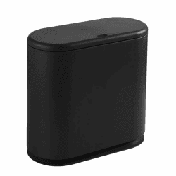 NILICAN 10 Liter / 2.64 Gallon Creative Cover Type Pop Cover Abfallkorb Kunststoff mit Deckel Bad Küche Schlafzimmer Büro Oval Spaltmülleimer Schwarz