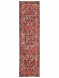 RugVista, Georgia Oriental, Teppich, 80 x 300 cm, Läufer, Kurzflor, Modern, Oeko-TEX Standard 100, Wohnzimmer, Schlafzimmer, Esszimmer/Küche, Flur, Büro, Nur chemisch reinigen, Rot/Rosa