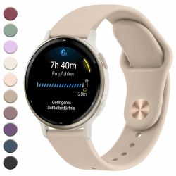 Mugust Garmin Armband für Garmin Vivoactive 5/3, Garmin Vivomove 3/HR/Luxe/Style, Garmin Forerunner 55/245/645, 20mm Silikon Armbänder Sport Verstellbares Ersatz Uhrenarmband Milchtee Farbe
