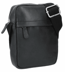 Gusti Handtasche Herren Leder - Karl Umhängetasche kleine Schultertasche Alltagstasche Tasche Crossbody Ledertasche Vintage Schwarz Leder
