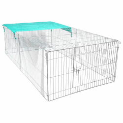EUGAD Freigehege Kaninchen, Freilaufgehege Hasen mit Sonnenschutz, BHT 216x65x116cm 0002TSL