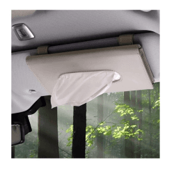 Wakauto Auto Taschentuchhalter Sonnenblende Serviettenclip Hängende Box Pu Leder Rücksitz Taschentuch Fall Container Veranstalter für Auto Auto Fahrzeug Beige