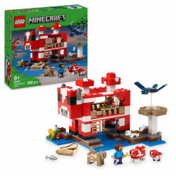 LEGO Minecraft Das Pilzkuh-Haus, Bauspielzeug zum Videospiel, Modell im Pilzland mit Minifiguren, Steve und weitere Charaktere, Spielset für Jungen und Mädchen ab 8 Jahren 21270