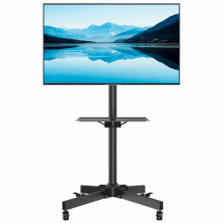 BONTEC TV Ständer Rollbar für 23-60 Zoll Plasma/LCD/LED Fernseher, Höhenverstellbarer TV Rollwagen mit Tablett und Nicht Markierenden Rollen, Max. VESA 400x400, Tragfähigkeit bis 40kg