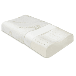 Beautissu Konturkissen mit Bambus Bezug - BeauErgo FK Orthopädisches Memory Foam Kissen - Kopfkissen Atmungsaktiv Ergonomisches Nackenstützkissen für Allergiker - Bauchschläfer & Seitenschläfer