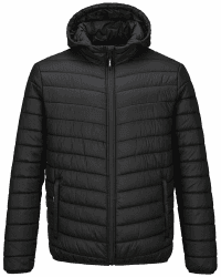 Outdoor Ventures Herren Steppjacke Wasserdichte Pufferjacke Verstaubare Leichte Wasserdichte Kapuzenjacke Winterjacke mit Taschen S Klassisch Schwarz