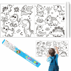 Zeichnungsrolle für Kinder, Dinosaurie Malrolle für Kinder, DIY Malposter, Frühpädagogisches Spielzeug, Papierrolle Malen für Kinder, DIY Graffiti-Schriftrollen für KinderGeschenk und Motoriktraining