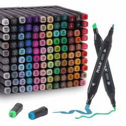 Kebuye Alkohol Marker Set, Alkohol Stifte Set 120 Farben Marker & Filzstifte Graffiti Stifte Permanenter Marker FüR Manga, Design, Malerei, Zeichnung Twin Marker Art mit Lagerbasis