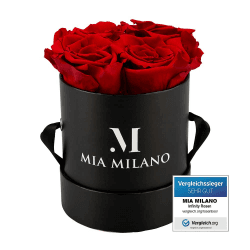 Mia Milano Infinity Rosen in Rosenbox I Schwarze Box mit echten konservierten Rosen (3 Jahre haltbar) Ewige Flowerbox
