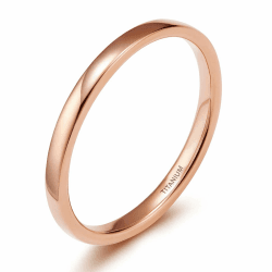Zakk Ring Damen Herren 2mm 4mm 6mm Titan Poliert Schmal Ringe Verlobungsringe Ehering Hochzeitsringe Rosegold-2mm 65 (20.7)