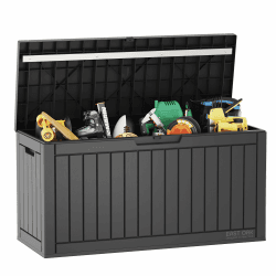 EAST OAK Auflagenbox Wasserdicht Gartenbox/Kissenbox Outdoor Groß 227 Liter, Aufbewahrungsboxen für Garten, Balkon, Terrasse, Pool, Spielzeug Storage, Gartentruhe, Wetterfest, UV-Schutz, 107×43×55CM