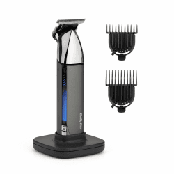 BaByliss Super-X Metal Bartrimmer, Akkubetriebener Rasierer und Trimmer für kurze Bärte, 2 Aufsätze mit 13 Längeneinstellungen, hochertiges Vollmetallgehäuse, wasserdicht, T996E