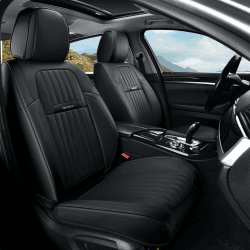Coverado Autositzbezüge Universal Vordersitze Auto 2 Stück, Autositz Protector Fit für die meisten Vans Trucks, Nappaleder Autositz Zubehör, wasserdichtes Autositz Kissen Fit für die meisten Autos