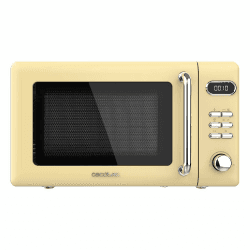 Cecotec Digitale Mikrowelle mit Grill Proclean 5110 Retro Yellow, 700 W, 5 Stufen, Timer bis 60 Minuten, 8 Programme und Auftaumodus, Vintage-Design in Gelb