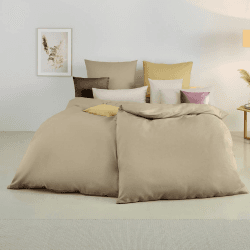 Soifox Bettwäsche 135x200 4teilig Sandy Beige - Sets aus Mikrofaser bügelfrei & knitterfrei Bettbezug 2er Set + Kissenbezug 2er Set 80x80 mit Reißverschluss 4 tlg. 135 x 200 cm Sandy Beige