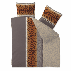CelinaTex Fashion Bettwäsche 200x220 cm 3teilig Baumwolle, Bettgarnitur für Sommer und Winter, Ganzjährig, Bettbezug, Bettenset, Schöner Wohnen Adda Afrika Beige Braun Grau