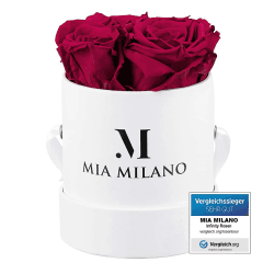 Infinity Rosen Bordeaux für Sie I Valentinstag Deko Geschenk für Sie I 3 Jahre haltbar - Geschenk Rosenbox mit 4 echten konservierten Rosen I Handgefertigt in Deutschland