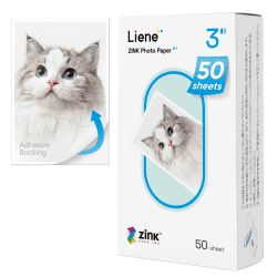 Liene Zink Fotopapier 2x3''(50 Stück), kompatibel Mini Fotodrucker, 50x76mm Premium Fotopapier mit Selbstklebender Rückseite, Sofortbildfilm