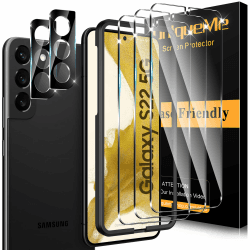 UniqueMe 5 Stück Schutzfolie für Samsung Galaxy S22 Panzer Schutz Glas, 3 Stück Schutzglas und 2 Stück Kameraschutz, 9H Härte, Displayschutzfolie mit 9H Härte, HD-Klar