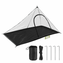 EFUTURETIME Groß Moskitonetz Camping, 240x140x110cm, Mückennetz Outdoor, Leicht Moskitonetz Reise, Moskitozelt mit Reißverschluss für Tour, Wanderung, Zeltdach-Schwarz