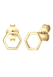 Elli Damen-Ohrringe Ohrstecker Hexagon Geo Trend Minimal Filigran Basic vergoldet silber 925 Gelbgold