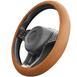 Upgrade4cars Lenkradbezug Braun Alcantara Look | Lenkradschutz in Universal Größe 37-39 cm | Lenkradhülle für Sommer & Winter | Autozubehör Innenraum