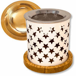 Trintura Räucherstövchen mit Räuchersieb und Räucherschale zum Räuchern Set (Stern Weiß)