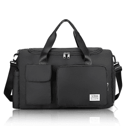 Sporttasche für Damen,Sporttasche Rosa Reisetasche Weekender mit Schuhfach und Nassfach Reisetasche Wasserdicht Trainingstasche Faltbar für Leicht Yoga Gym Schwimmtasche Strand Urlaub Schule Schwarz