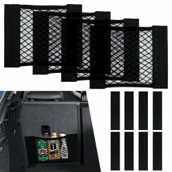 KEWUZY Kofferraum Netztasche Auto 4 Stück,30x25cm, Universal Kofferraumnetz Schutznetz Elastisch Kofferraum Aufbewahrung Netz Mit Beidseitiger Klettverschluss mit doppelseitigem Klebeband für Auto/SUV