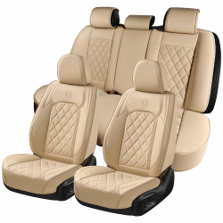 Coverado Sitzbezüge Sets, Universal Autositzbezüge für die Vordersitze und Rücksitze - Luxus PU Leder wasserdichte Autositz Protektor für Limousine/SUV/Pickup/Vans