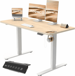 JUMMICO Höhenverstellbarer Schreibtisch Höhenverstellbar Elektrisch, Ergonomischer Steh-Sitz Tisch Stehpult Verstellbarer Computertisch,Stehschreibtisch Bürotisch Standing Desk,120 x 60 cm, Beige