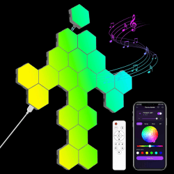 Kimimara Hexagon RGB LED Panel - LED Sechseck Gaming Wandleuchte Smart LED Panel Lichter Musik Sync Licht Panels Modular Lampe Gaming Geschenke für Gamer Room Deko (20 Pack)