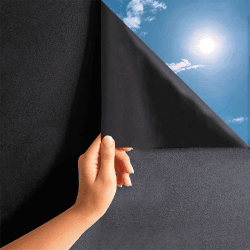 MARAPON ® Fenster Sichtschutzfolie schwarz selbstklebend [44.5x200 cm] inkl. eBook mit Profitipps - Verdunkelungsfolie mit Anti-UV - Privacy Window Film ohne Lichtdurchlass Schwarz 0.445 x 2 m