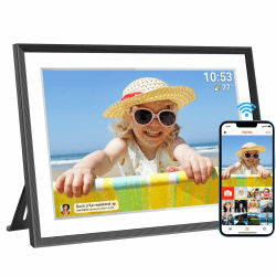 Digitaler Bilderrahmen WLAN 10,1 Zoll 1280x800 IPS LCD Touchscreen, Eingebauter 32GB Speicher Auto-Rotat, Teilen Sie Momente sofort über Frameo App von überall, Schwarz