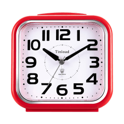 Leiser analoger Wecker, 14 cm, kein Ticken, sanftes Aufwachen, Pieptöne, erhöhte Lautstärke, batteriebetriebene Schlummer- und Lichtfunktionen, einfache Einstellung, rot (ideal für ältere Menschen)