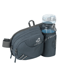 WATERFLY Gürteltasche Bauchtasche mit Flaschenhalter Damen und Herren, Atmungsaktiv Sport Hüfttasche für Laufen Radfahren Camping Klettern Reisen Wandern Joggen Hundetraining Dunkelgrau