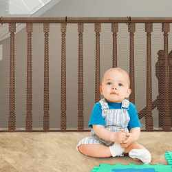 4.5 Meter Kinder Sicherheitsnetz, Balkongeländer Treppensicherheitsnetz, stabiles Zaunnetz, Kinder, Haustiere, Spielzeug Terrassenschutznetz, mit Nylonseil, Kordelzug, Bodenschnalle, 4,5 * 0,9M Braun