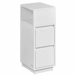 VASAGLE Nachttisch, schmal, Beistelltisch mit 2 Schubladen, offenes Fach nach Links oder rechts flexibel montierbar, für Schlafzimmer, Wohnzimmer, wolkenweiß LET656W01
