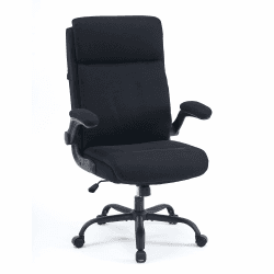 CASTLOVE Ergonomischer Bürostuhl - Schreibtischstuhl mit Rückenlehne - Hochklappbare Armlehne - Hohe Rückenlehne - Höhenverstellbar - Wippfunktion (Bürostuhl Stoff Schwarz Max. 150 kg)