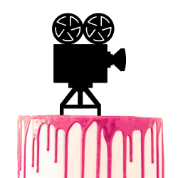 CARISPIBET Tortenaufsatz mit Filmkamera, Kuchendekoration, Acryl-Silhouette