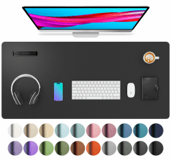 Aothia Schreibtischunterlage,Mauspad mit Leder und Rutchfeste Wildleder,Multifunktionales Office Mousepad Laptop Schreibunterlage,Tisch-Schutz Unterlage für Büro/Home(91cm x 43cm, Schwarz)