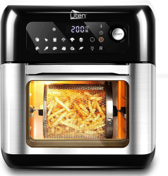 Heißluftfritteuse,10L Air fryer Fritteuse,Uten XXL Heißluft-ofen,12 in 1 Heissluftfritteuse mit digitalen LED-Display, 6 Zubehör & Rezeptbuch, Edelstahl,1500W