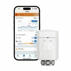 Eve Thermo (Matter): Smartes Heizkörperthermostat, LED-Display, Heizkosten sparen, funktioniert mit Alexa, Apple Home, Samsung SmartThings, Google Home, benötigt Thread Border Router