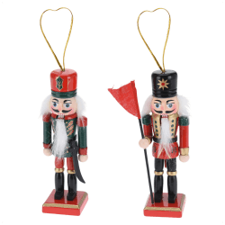 com-four® 2X Anhänger Nussknacker, Weihnachtsbaumanhänger in Form eines traditionellen Nussknackers, Verschiedene Designs, Höhe 12 cm (Stehend rot/grün/schwarz)
