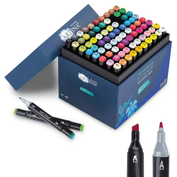 Artina 80tlg Marker Set Markilo MD mit 3mm & 6mm Spitze - wasserfeste Permanentmarker mit intensiven & hochpigmentierten Farben, Filzstifte Set mit 2 Spitzen für Scrapbook, Bullet Journal, Manga