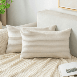 EMEMA Kissenbezug Kordsamt Zierkissenbezug Dekokissen Sofakissen 40x60 cm Kord Kissenhülle Dekorative Weiche Zierkissenbezüge Kissen für Sofa Sessel Zuhause Schlafzimmer Beige 60 x 40 cm, 2 Stück Beige